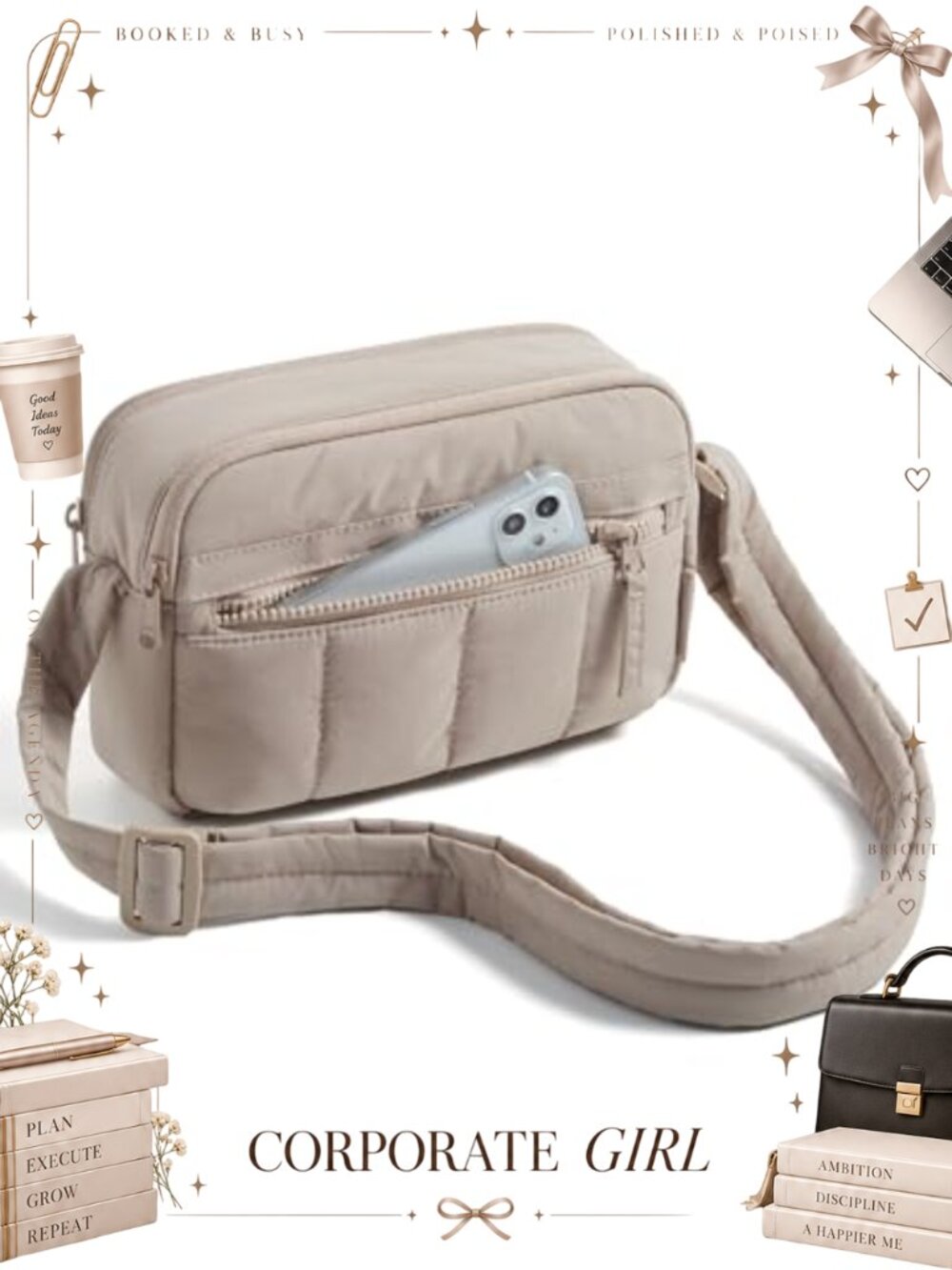 RFID Blocking Water-Resistant Nylon Crossbody Bag Mini Purse Wallet